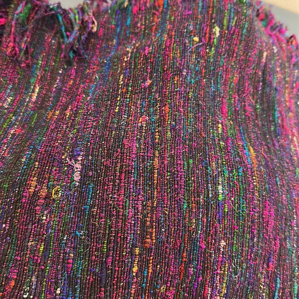 Vintage Yak Magic Womens Jacket size Large Multicolor Fringe Silk Art to wear - Picture 14 of 15